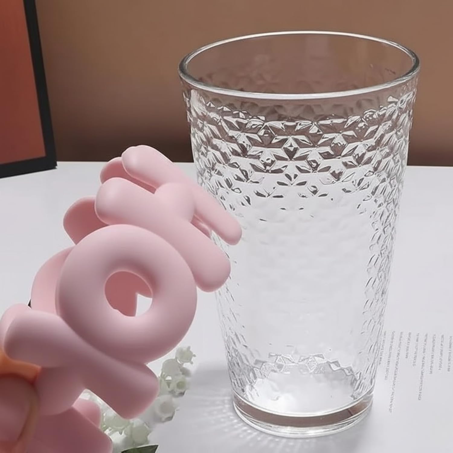 Glass Sipper Tumbler with Straw | 450ml Stylish Cup for Cold & Hot Drinks | Reusable Travel Mug for Office, Gym, Home (Transparent, Pink) Dailyalley