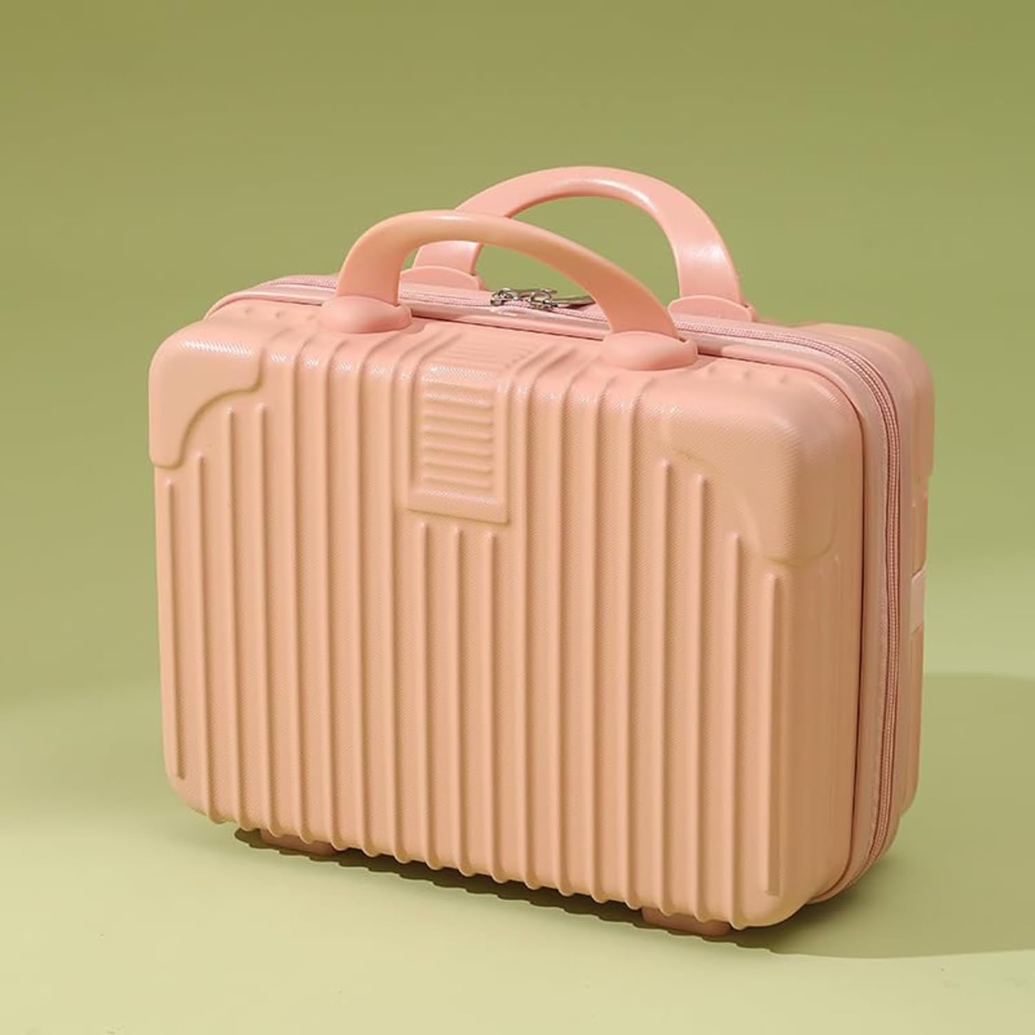 DailyAlley White Hard Shell Makeup Bag - A portable travel cosmetic case with a handle. Perfect for organizing makeup and toiletries on the go. Dailyalley