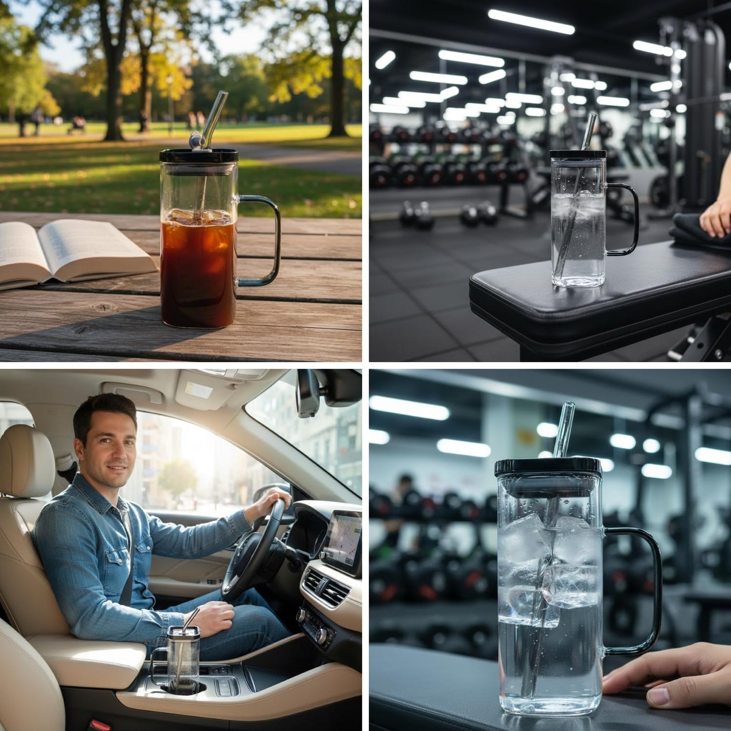 DailyAlley Cute Bow Glass Tumbler (300ml) w/ Straw & Lid | Reusable Water Sipper Mug | Stylish for Juice, Coffee, Milk, Travel & Office (Black) Dailyalley