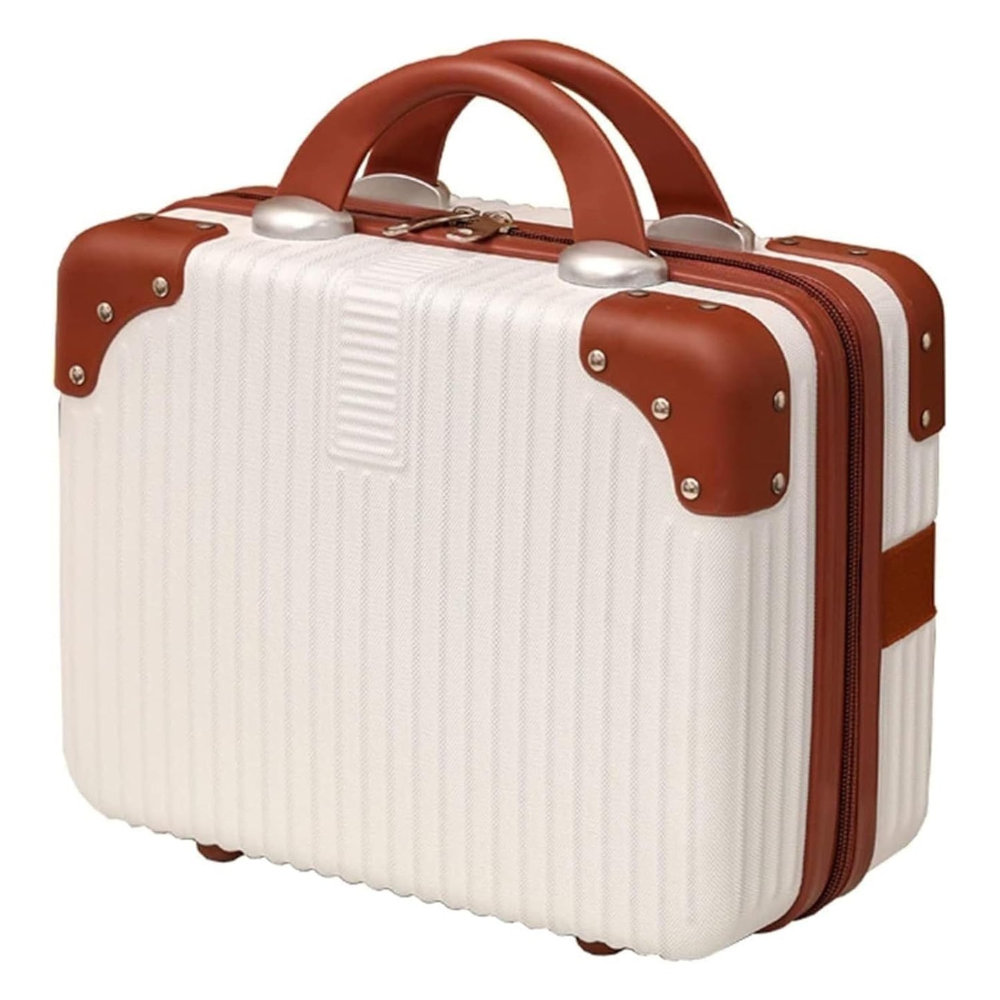 DailyAlley White Hard Shell Makeup Bag - A portable travel cosmetic case with a handle. Perfect for organizing makeup and toiletries on the go. Dailyalley