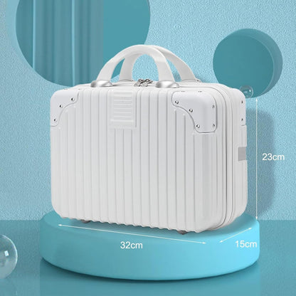 DailyAlley White Hard Shell Makeup Bag - A portable travel cosmetic case with a handle. Perfect for organizing makeup and toiletries on the go. Dailyalley