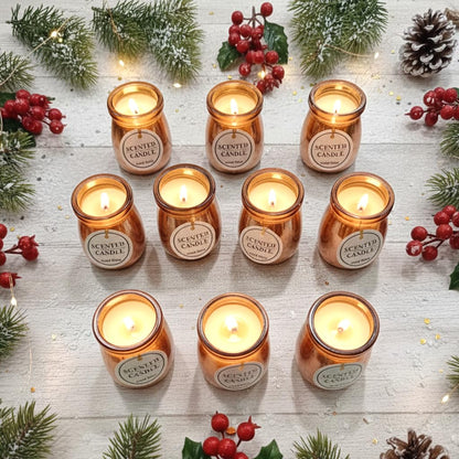 Handmade Scented Jar Candles – Pack of 12 | 24+ Hours Burn Time | Rose Pink Glass Jars for Home Decor, Christmas, Aromatherapy & Gifting Dailyalley