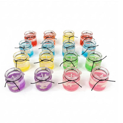 Handmade Colourful Gel Wax Jar Candles – Set of 12 | Long-Burning 12+ Hours Scented Glass Candles for Home Decor, Festivals, Diwali, Christmas & Gifting Dailyalley
