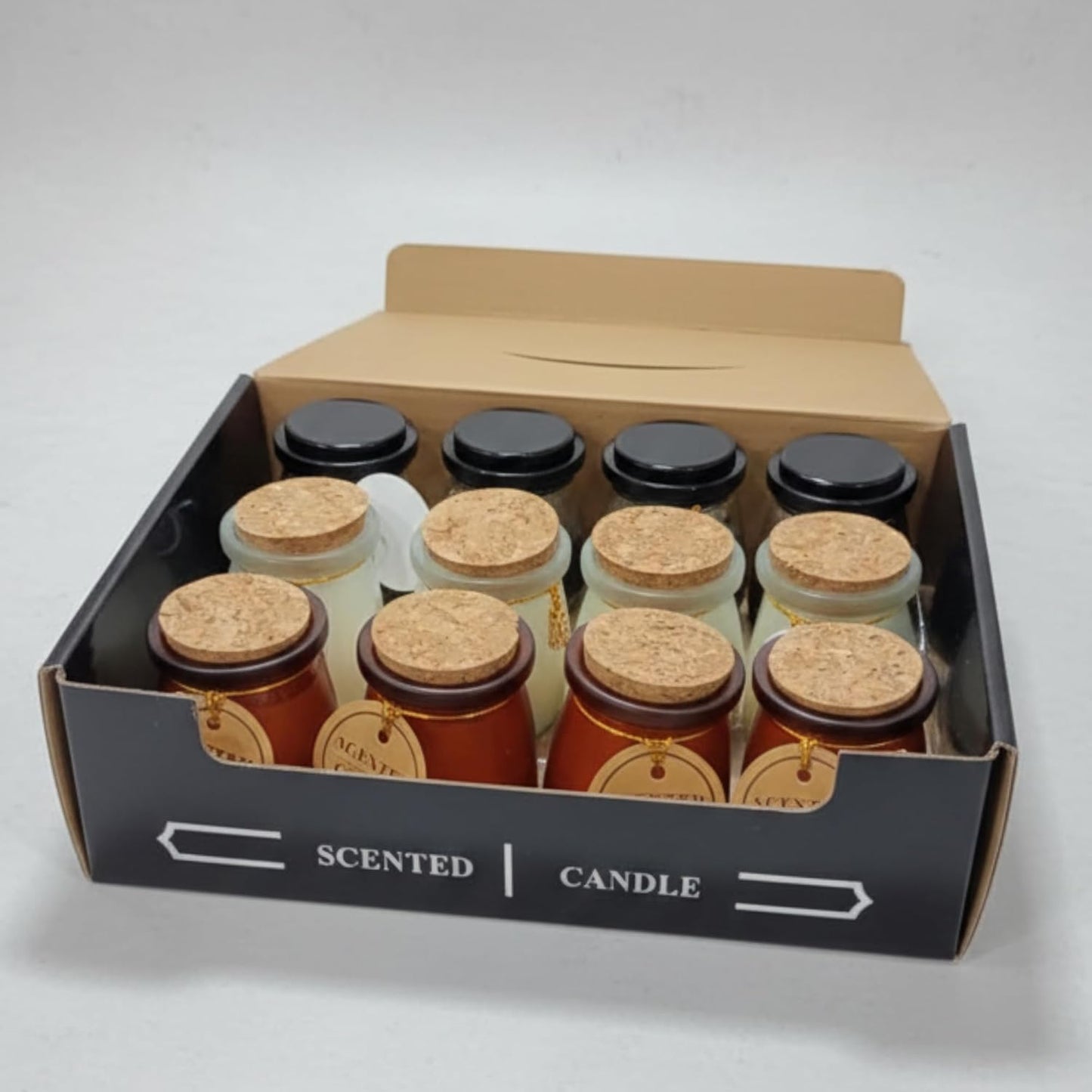 Handmade Scented Jar Candles – Pack of 12 | Long-Lasting 24+ Hour Burn | Amber Brown, Matte Black & Frosted White Glass Jars | Christmas Decor, Home Fragrance, Gifting & Aromatherapy Dailyalley