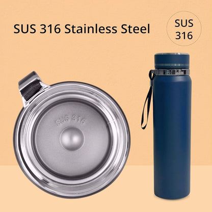 Premium 1000ml Stainless Steel Thermosteel Water Bottle – Double Wall Insulated, Leak-Proof Flask with Carry Rope & Matte Finish for Office, Gym, Travel & Outdoor (Blue) Dailyalley