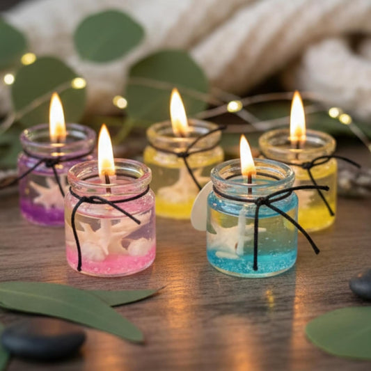 Handmade Colourful Gel Wax Jar Candles – Set of 12 | Long-Burning 12+ Hours Scented Glass Candles for Home Decor, Festivals, Diwali, Christmas & Gifting Dailyalley