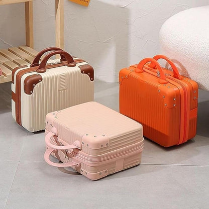 DailyAlley White Hard Shell Makeup Bag - A portable travel cosmetic case with a handle. Perfect for organizing makeup and toiletries on the go. Dailyalley