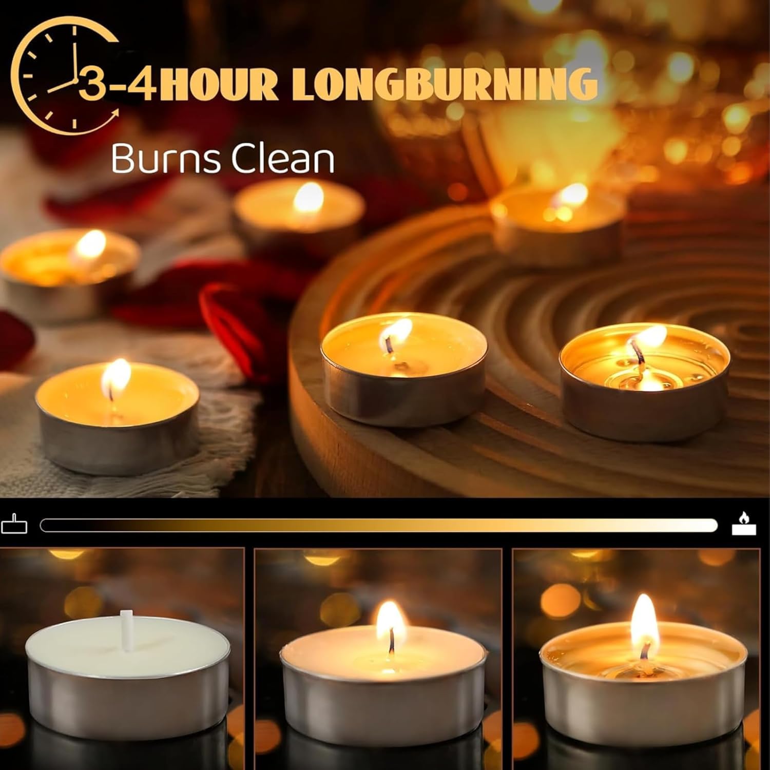 DailyAlley Tealight Candles Set of 100 | 4+ Hrs Long Burning Wax Diyas for Diwali, Puja, Home Décor, Weddings & Festive Parties Dailyalley