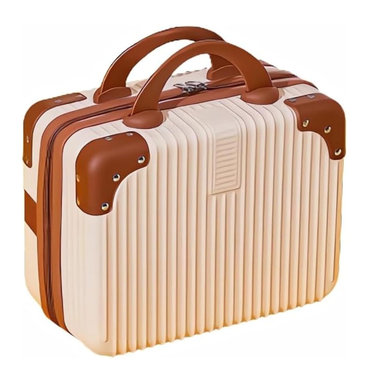 DailyAlley White Hard Shell Makeup Bag - A portable travel cosmetic case with a handle. Perfect for organizing makeup and toiletries on the go. Dailyalley