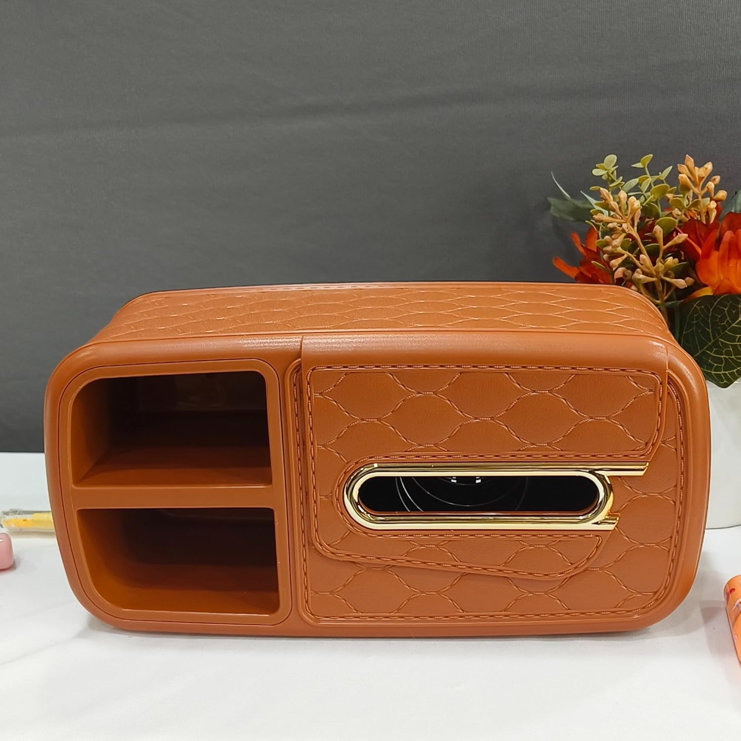 DailyAlley Tissue & Pen Holder - Multipurpose organizer for your home, office, or car. Features 2 compartments for tissues, pens, & more. Dailyalley