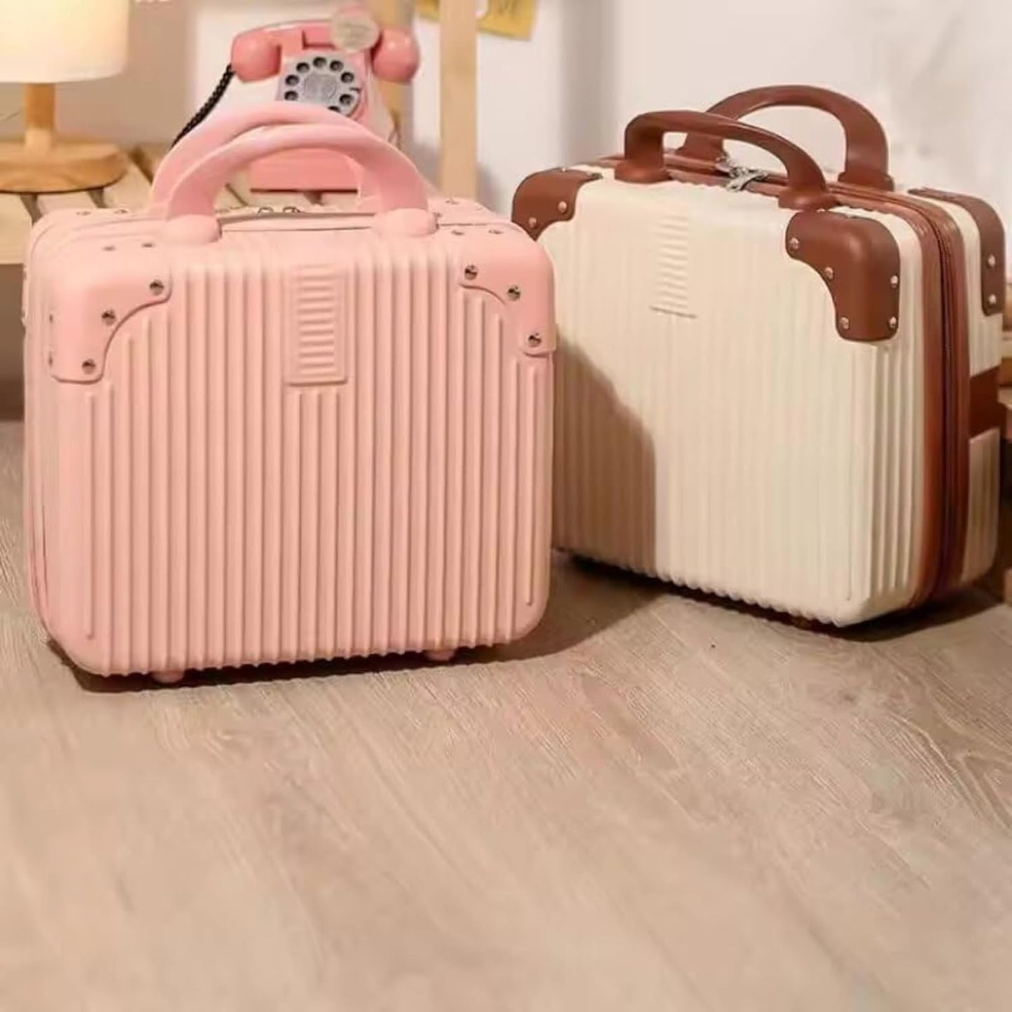 DailyAlley White Hard Shell Makeup Bag - A portable travel cosmetic case with a handle. Perfect for organizing makeup and toiletries on the go. Dailyalley