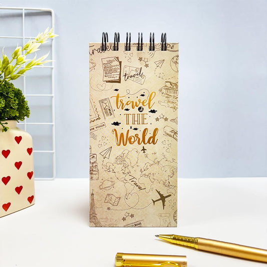 Vintage Travel-Themed To-Do List Notepad | Brown Map Design | Wirebound Planner for Notes, Checklists & Travel Plans | 50 Sheets | 264 Pages | 80 GSM | 9.2x19.8 cm Dailyalley