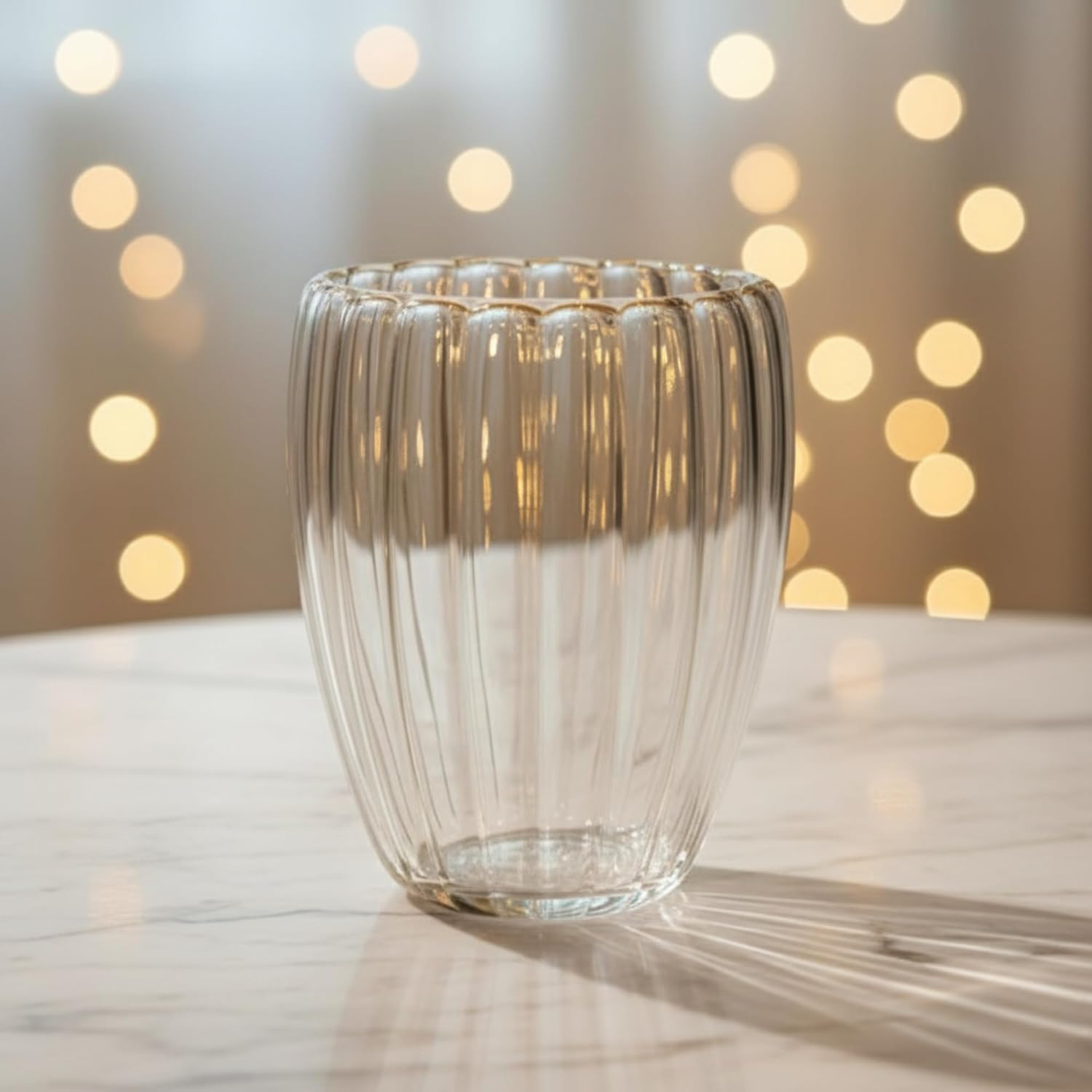 Double Wall Glass Cups with Petal Design, 300ml, Set of 2, Heat Resistant Borosilicate Glass for Hot and Cold Drinks Dailyalley