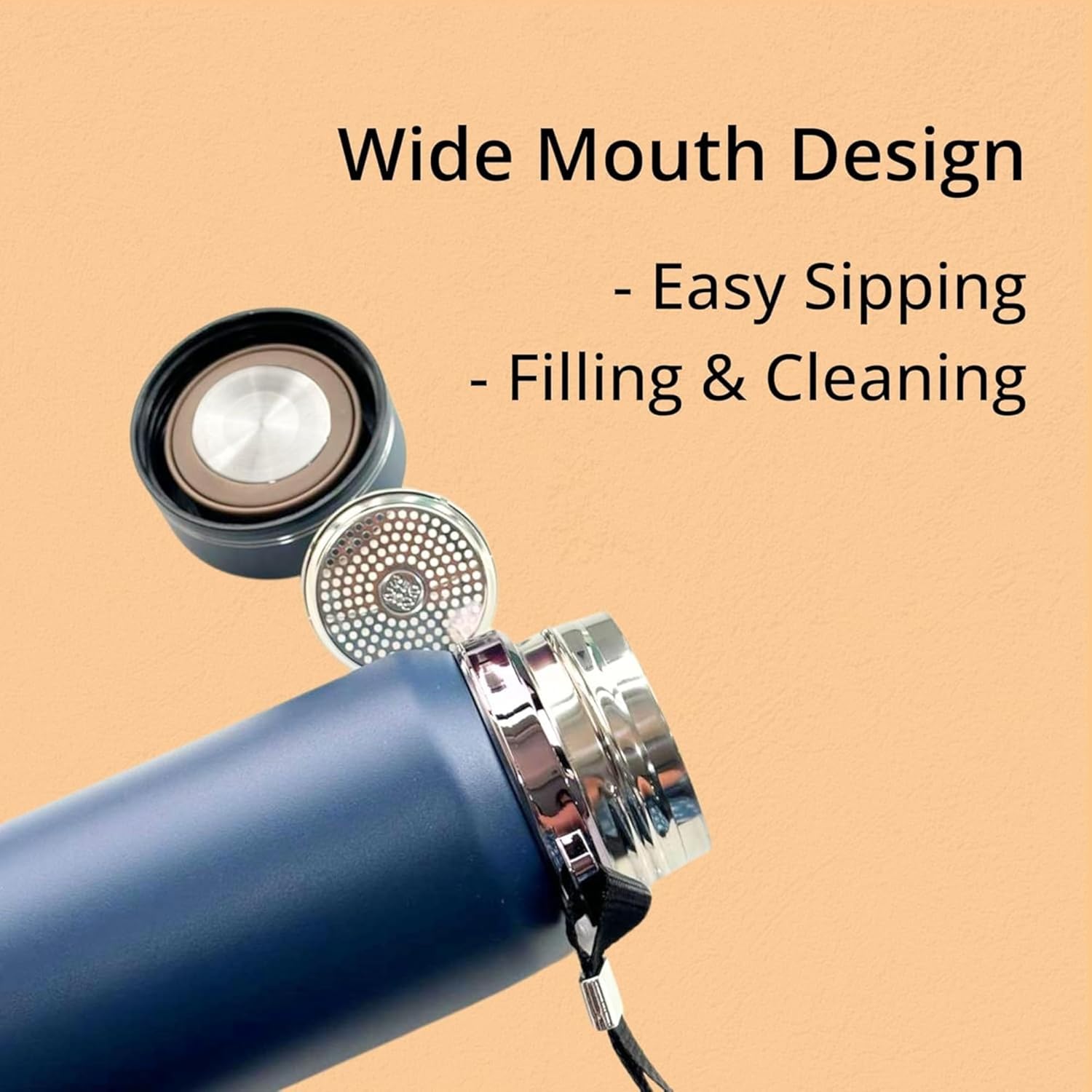 Premium 1000ml Stainless Steel Thermosteel Water Bottle – Double Wall Insulated, Leak-Proof Flask with Carry Rope & Matte Finish for Office, Gym, Travel & Outdoor (Blue) Dailyalley