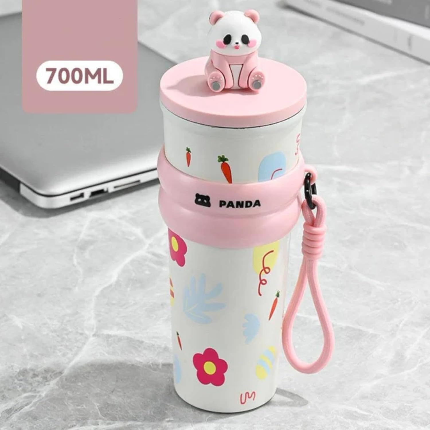DailyAlley Pink Panda Water Bottle - A cute, cherry-designed water bottle perfect for staying hydrated with a touch of fun and style. Dailyalley
