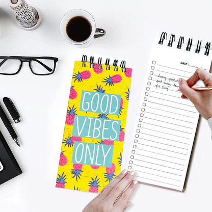 Good Vibes Only Tropical To-Do List Notepad | Pineapple Design | Daily Planner for Tasks, Goals & Checklists | 50 Sheets | 250 Pages | 80 GSM | 9.2x19.8 cm Dailyalley