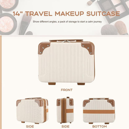 DailyAlley White Hard Shell Makeup Bag - A portable travel cosmetic case with a handle. Perfect for organizing makeup and toiletries on the go. Dailyalley