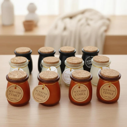 Handmade Scented Jar Candles – Pack of 12 | Long-Lasting 24+ Hour Burn | Amber Brown, Matte Black & Frosted White Glass Jars | Christmas Decor, Home Fragrance, Gifting & Aromatherapy Dailyalley