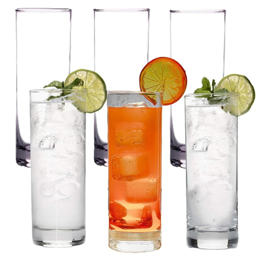 DailyAlley 310ml Tall Glasses Set of 6 - Premium, transparent drinking glasses for juice, water, and cocktails. Perfect for home, parties, and bars. Dailyalley