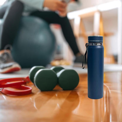 Premium 1000ml Stainless Steel Thermosteel Water Bottle – Double Wall Insulated, Leak-Proof Flask with Carry Rope & Matte Finish for Office, Gym, Travel & Outdoor (Blue) Dailyalley
