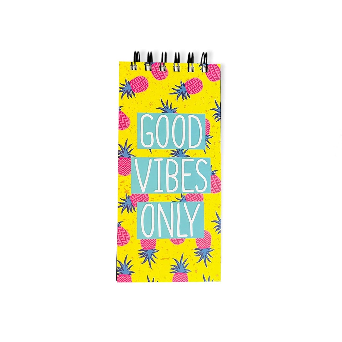Good Vibes Only Tropical To-Do List Notepad | Pineapple Design | Daily Planner for Tasks, Goals & Checklists | 50 Sheets | 250 Pages | 80 GSM | 9.2x19.8 cm Dailyalley