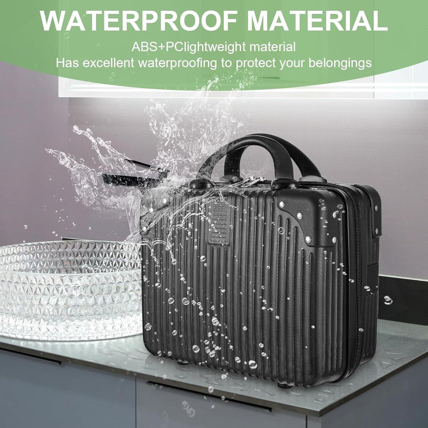 DailyAlley White Hard Shell Makeup Bag - A portable travel cosmetic case with a handle. Perfect for organizing makeup and toiletries on the go. Dailyalley