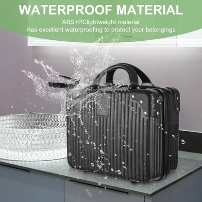 DailyAlley White Hard Shell Makeup Bag - A portable travel cosmetic case with a handle. Perfect for organizing makeup and toiletries on the go. Dailyalley