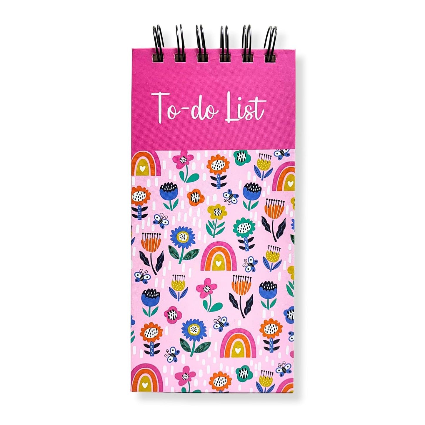 Pink Flower To-Do List Notepad | Daily Planner for Tasks, Study & Groceries | Wirebound Checklist Pad | 50 Tear-Off Sheets | 264 Pages | 80 GSM | 9.2x19.8 cm Dailyalley