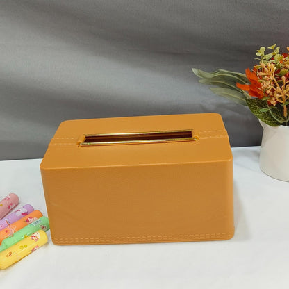 DailyAlley Tissue Box Holder - Premium Napkin Dispenser with a Golden Lid & Stylish Leather Finish. Perfect for your home, office, or car. Dailyalley
