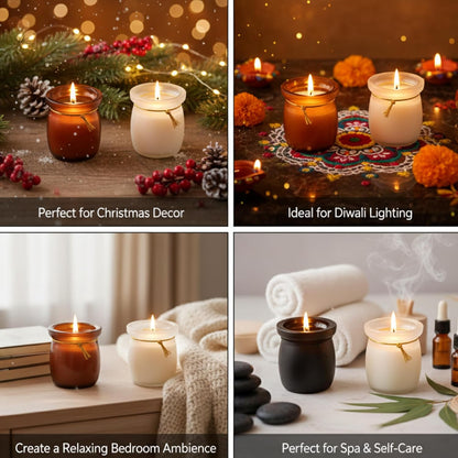 Handmade Scented Jar Candles – Pack of 12 | Long-Lasting 24+ Hour Burn | Amber Brown, Matte Black & Frosted White Glass Jars | Christmas Decor, Home Fragrance, Gifting & Aromatherapy Dailyalley