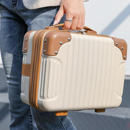 DailyAlley White Hard Shell Makeup Bag - A portable travel cosmetic case with a handle. Perfect for organizing makeup and toiletries on the go. Dailyalley