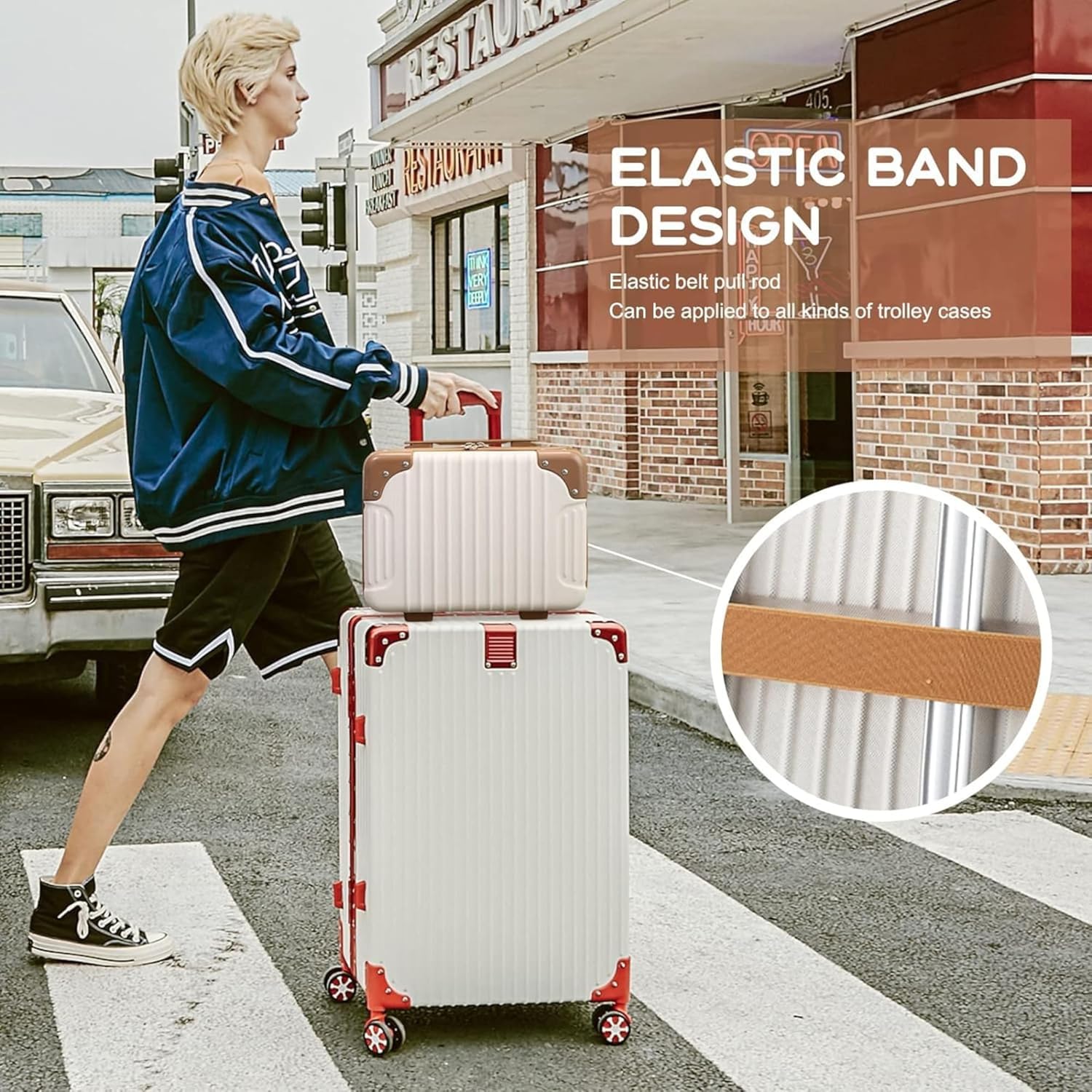 DailyAlley White Hard Shell Makeup Bag - A portable travel cosmetic case with a handle. Perfect for organizing makeup and toiletries on the go. Dailyalley