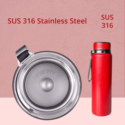 Premium 1000ml Stainless Steel Thermosteel Water Bottle – Leak-Proof, Double Wall Insulated Flask with Carry Rope & Matte Red Finish for Office, Gym, Travel & Outdoor Dailyalley