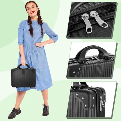 DailyAlley White Hard Shell Makeup Bag - A portable travel cosmetic case with a handle. Perfect for organizing makeup and toiletries on the go. Dailyalley