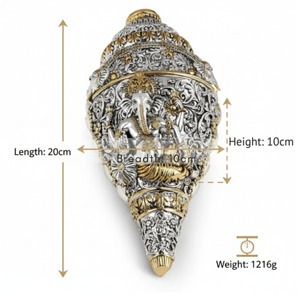 Dailyalley Gold Plated Ganesh Shank For Wealth, wellness and Prosparity Dailyalley