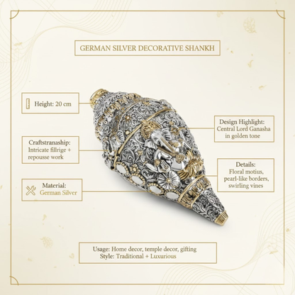 Dailyalley Gold Plated Ganesh Shank For Wealth, wellness and Prosparity Dailyalley