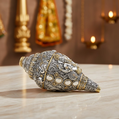Dailyalley Gold Plated Ganesh Shank For Wealth, wellness and Prosparity Dailyalley