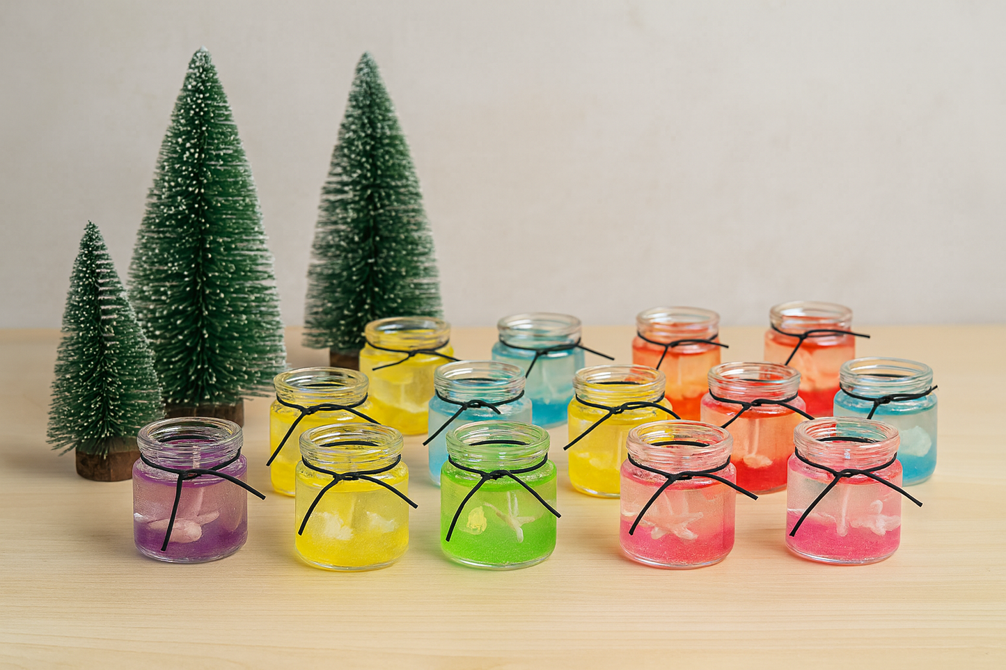 Handmade Colourful Gel Wax Jar Candles – Set of 12 | Long-Burning 12+ Hours Scented Glass Candles for Home Decor, Festivals, Diwali, Christmas & Gifting Dailyalley