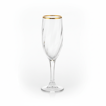 DailyAlley Crystal Champagne Flutes (Set of 6) | Luxury Twisted Design Glasses for Wine & Cocktails | Elegant Toasting Glassware (300ml) Dailyalley