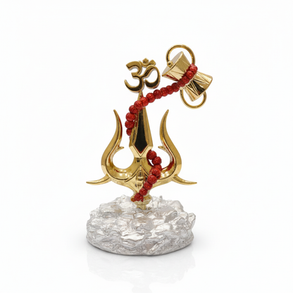 5 Inch Lord Shiva Symbol Showpiece: Trishul Damarukam Idol with Om & Rudraksha | Resin Murti for Car Dashboard, Pooja & Home Decor Dailyalley