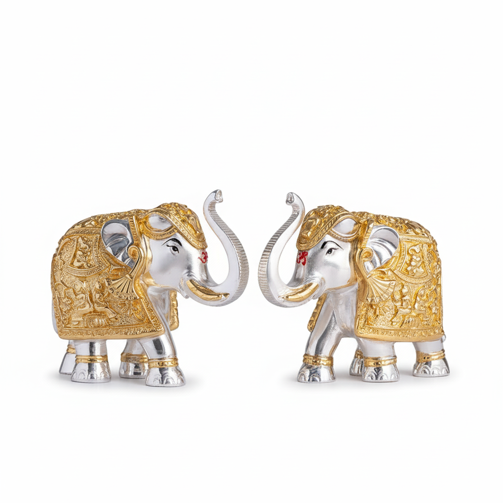 Daily Alley TrunkUp Elephant Pair - Gold & Silver Plated Dailyalley