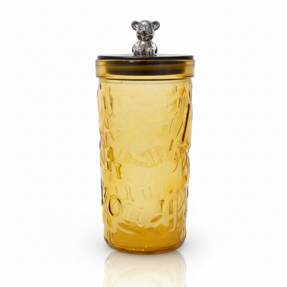 DailyAlley Orange Glass Tumbler - Features a cute bear charm lid and straw. Perfect for your favorite drinks on the go. Dailyalley