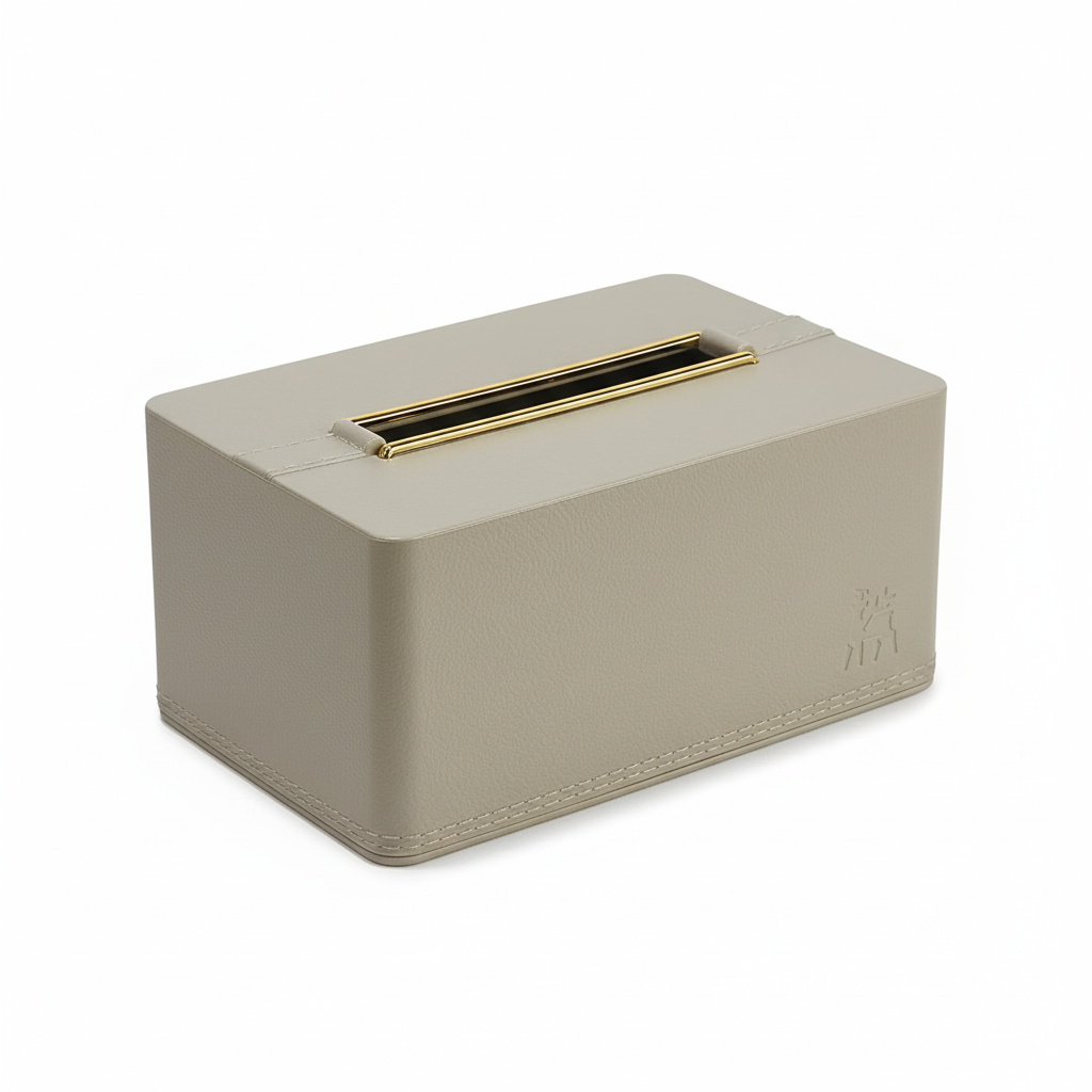DailyAlley Tissue Box Holder - Premium Napkin Dispenser with a Golden Lid & Stylish Leather Finish. Perfect for your home, office, or car. Dailyalley