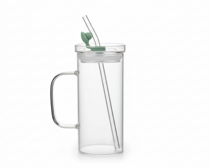 DailyAlley Glass Mugs - Modern and stylish glass mugs with lids and straws, perfect for your favorite hot or cold drinks. Dailyalley