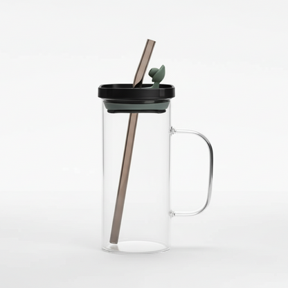 DailyAlley Glass Mugs - Modern and stylish glass mugs with lids and straws, perfect for your favorite hot or cold drinks. Dailyalley