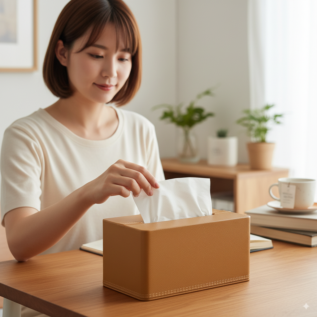 DailyAlley Tissue Box Holder - Premium Napkin Dispenser with a Golden Lid & Stylish Leather Finish. Perfect for your home, office, or car. Dailyalley