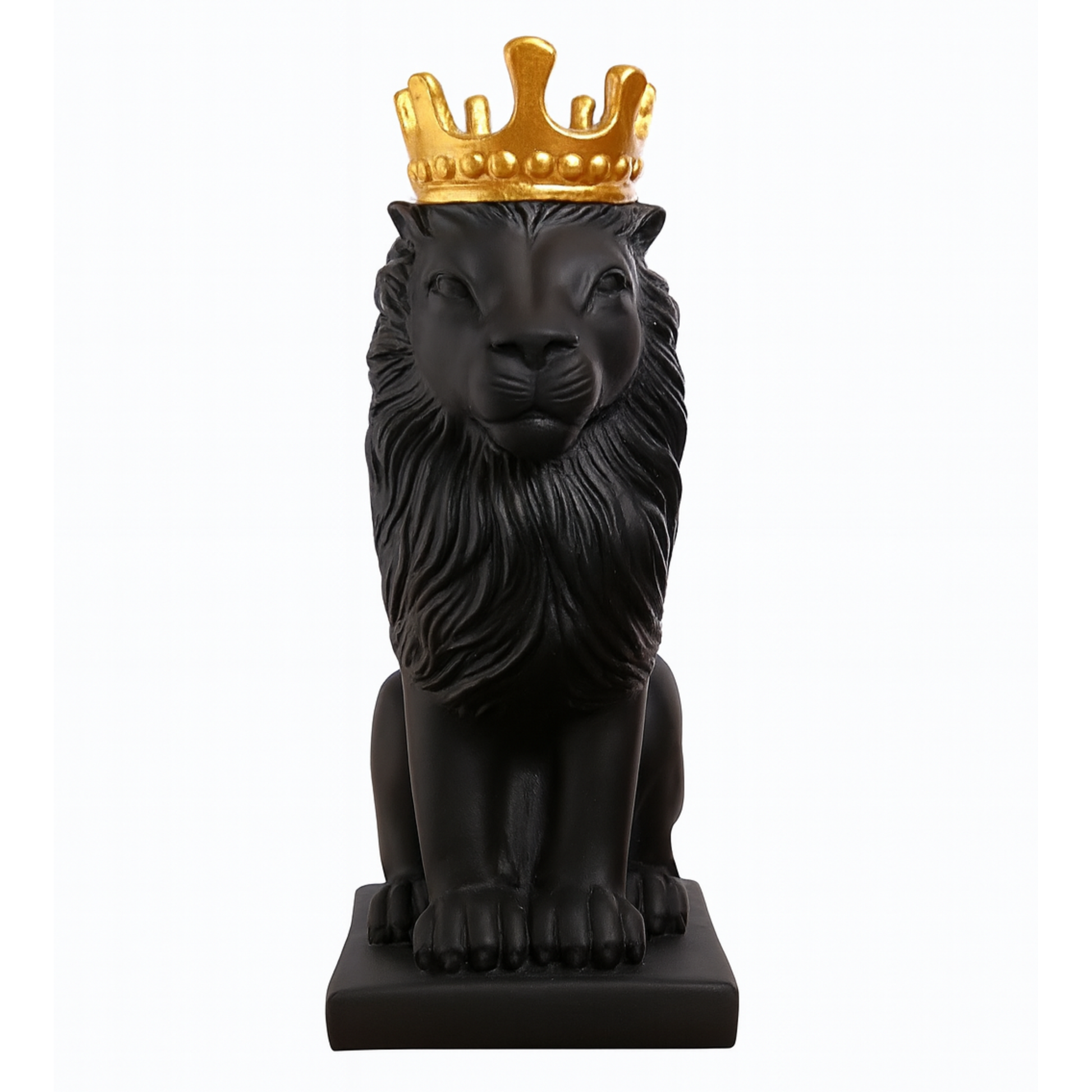 DailyAlley Black & Gold Plated Crowned Lion King Statue (11 Inch) | Premium Polyresin Decorative Showpiece for Home, Office Desk, Living Room & Luxury Gifting Dailyalley