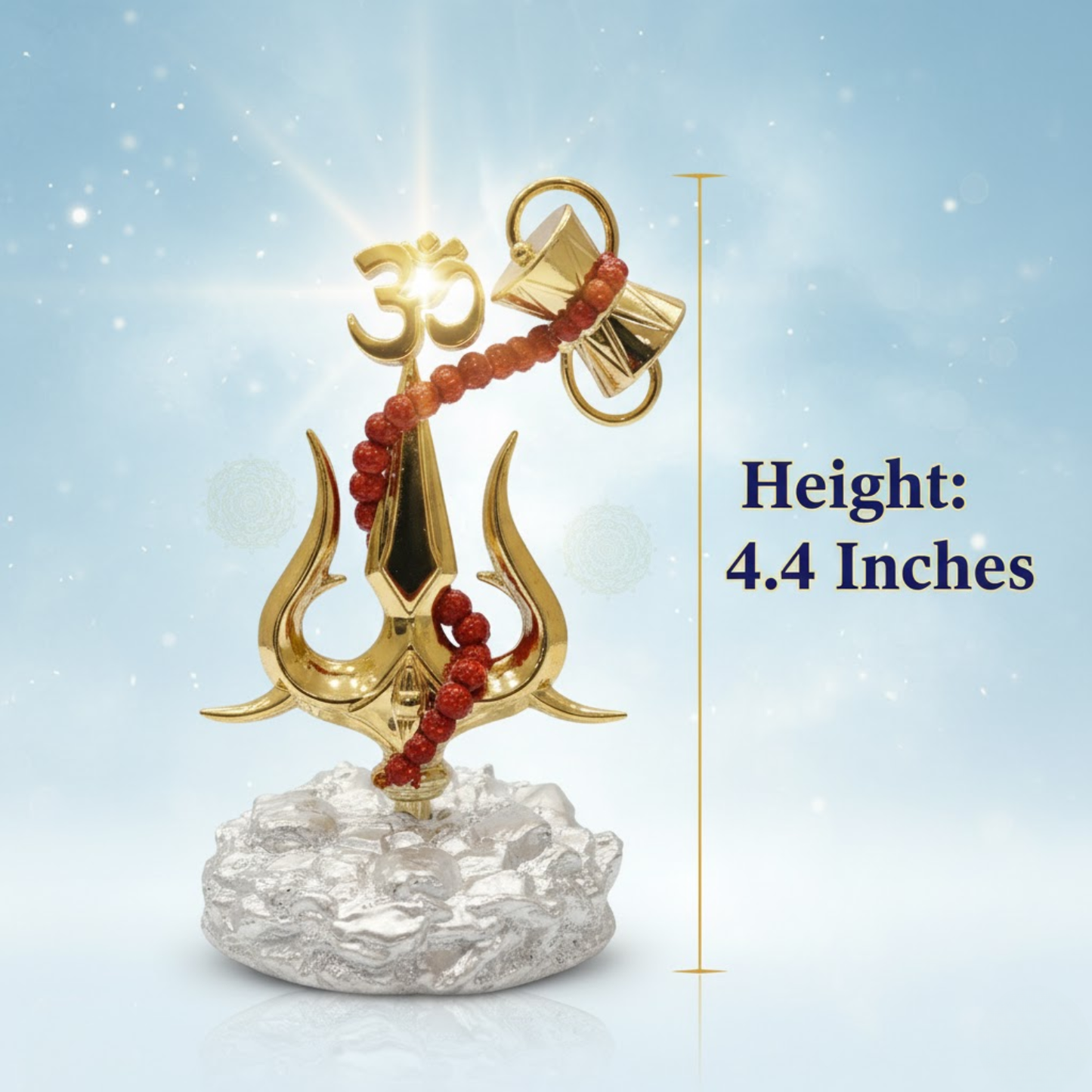 5 Inch Lord Shiva Symbol Showpiece: Trishul Damarukam Idol with Om & Rudraksha | Resin Murti for Car Dashboard, Pooja & Home Decor Dailyalley