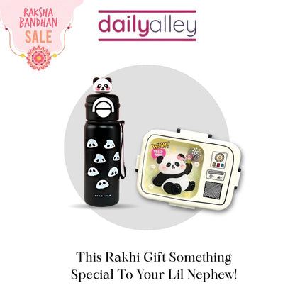 DailyAlley Rakhi Gift Combo for Kids - An ideal gift for boys and girls, featuring a 550ml water bottle with a temperature display and a lunch box. Dailyalley