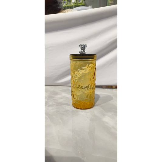 Orange Glass Tumbler with Bear Charm Lid and Straw - DailyAlley